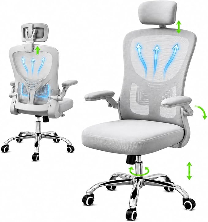 Cadeira de Escritório Ergonômica Premium NR17 Mesh Reclinável 145° até 120kg