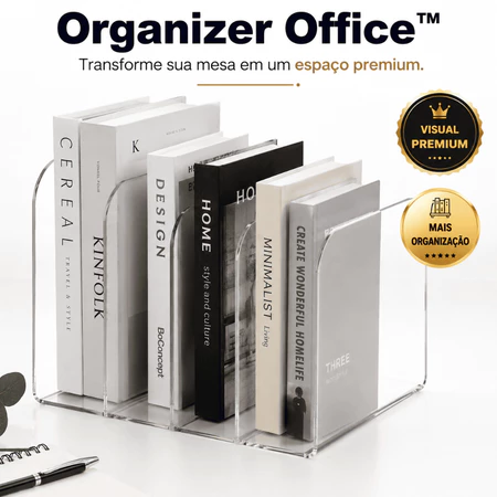 Organizador Separador Acrílico 3 Divisões (Office/Livros)