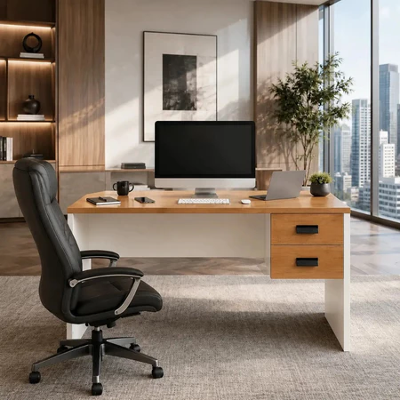 Escrivaninha com 2 Gavetas (Londres): mesa de home office com armazenamento vale a pena?