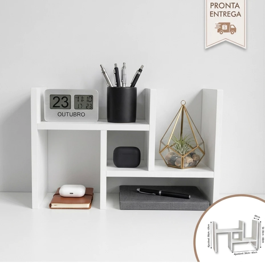 Par de Nichos Organizadores de Mesa: vale pra organizar livros e o home office?