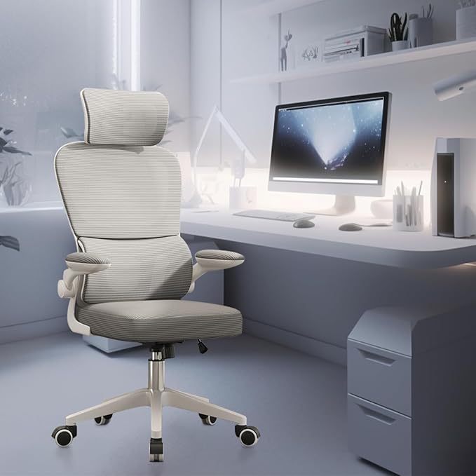 Cadeira de Escritório Ergonômica Suporte Lombar Mesh (Cinza)