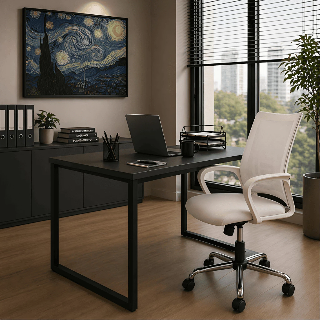 Kit Home Office Barato: Mesa Industrial 90x60 + Cadeira Mesh Vale a Pena?